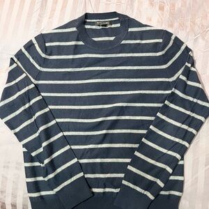 Banana Republic Navy and White Striped Crewneck Sweater